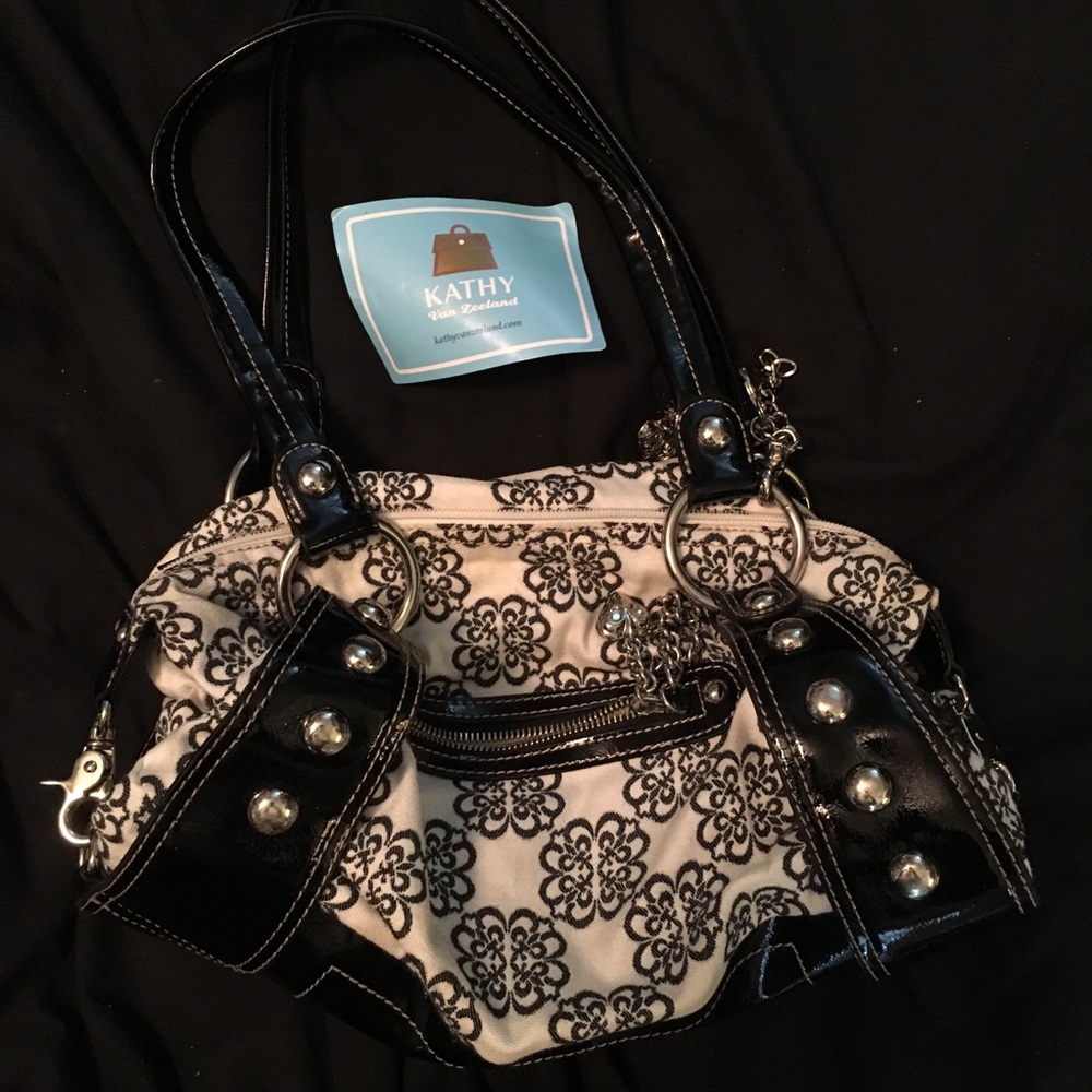 EUC Kathy Van Zeeland Black White French Purse
